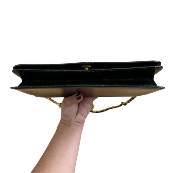 CHANEL Flap Bag Smooth Leather Black 24K Chain Vintage 80s RARE - Picture 9 of 15